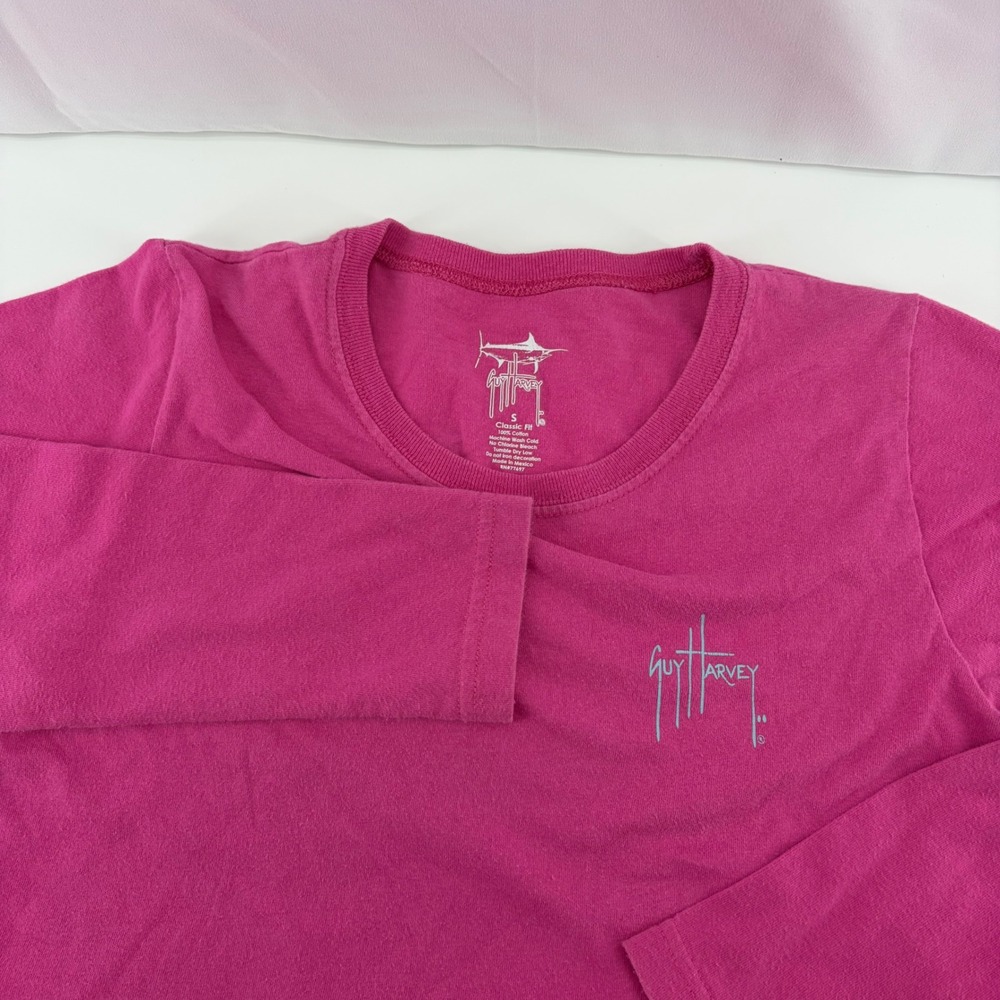 Guy Harvey Womens Pink Long Sleeve Marlin Graphic T-Shirt Small Classic Fit